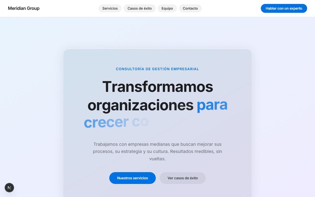 Preview del demo Meridian Group
